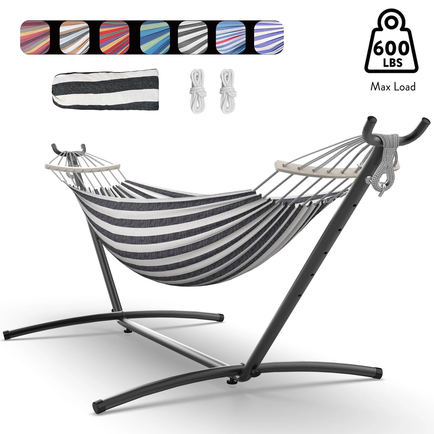 Adjustable Stand Hammock - 600lb Capacity Stylish Hammock Bed with Storage Bag for Outdoor Relaxation