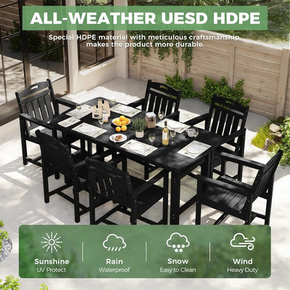 All-Weather 7-Piece Outside Table and 6 Chairs