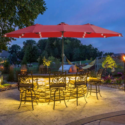 15x9 foot widened double terrace rectangular outdoor umbrella,