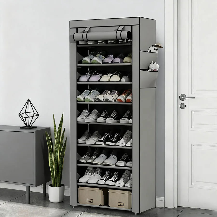 Shoe cabinet storage rack with fabric cover
