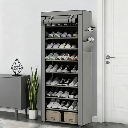 Shoe cabinet storage rack with fabric cover