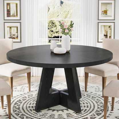 Round Dining Table for 4, 47 Inch Farmhouse Kitchen Table
