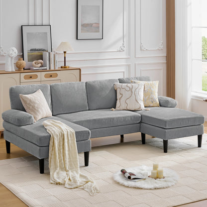 U-Shaped Sectional Sofa 4 Seater Lounge Sleeper with Removable Cushions Upholstered Couches for Living Room