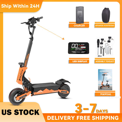 Dual Motor Electric Folding Scooter  Top Speed 46MPH,60V27AH, 11-inch Off-Road Tires