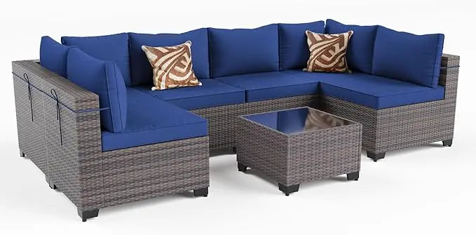 6PCS Outdoor Wicker Rattan Sectional Sofa Patio Furniture Set
