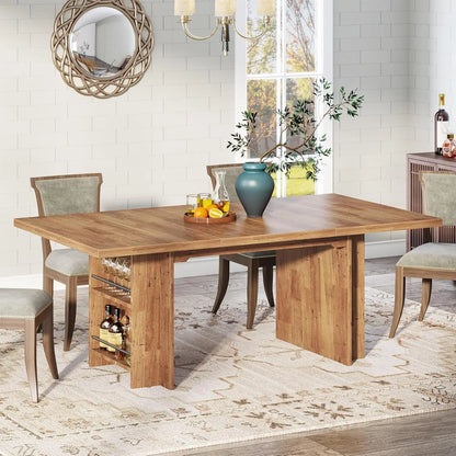 Farmhouse Dining Table for 6  with Storage,