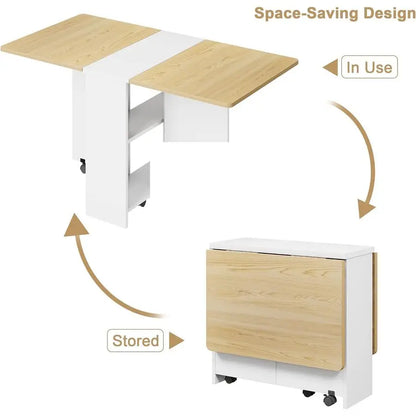 Space Saving Farmhouse Dining Table for 4 with Storage