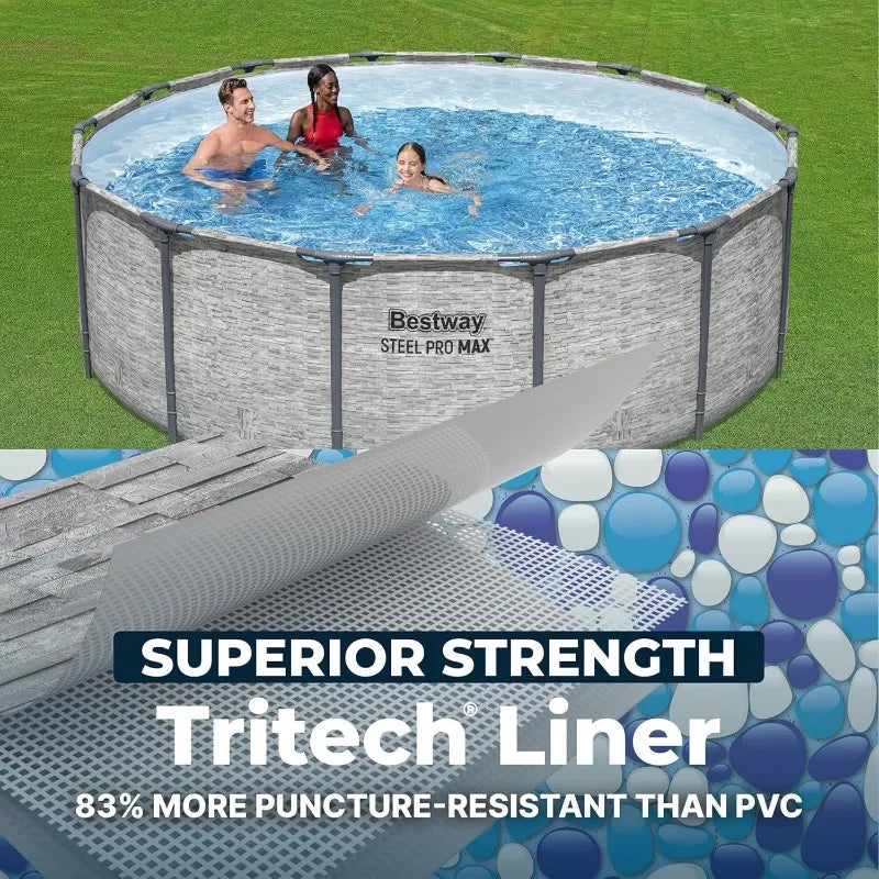 Bestway Steel Pro MAX 14' x 48" Above Ground Pool, Round Metal Frame Outdoor Swimming Pool Set with Filter Pump,