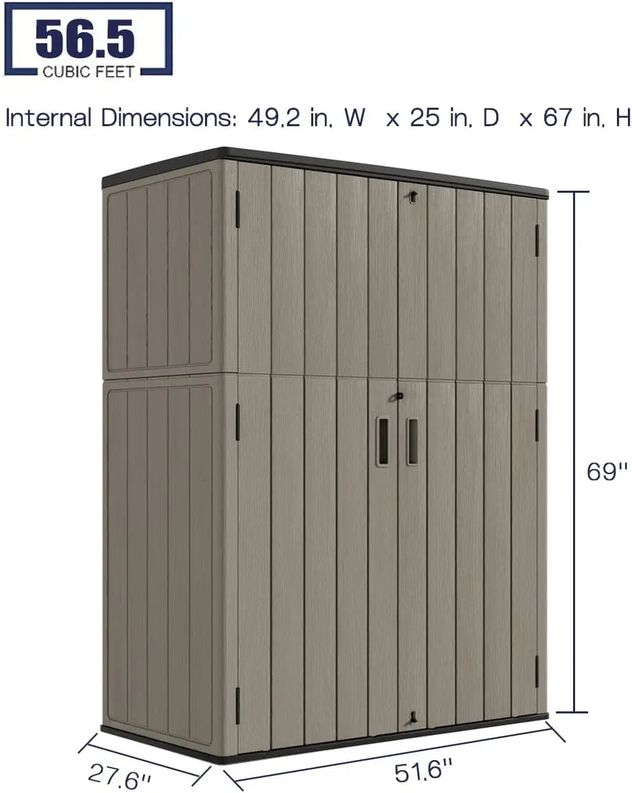 Outdoor Vertical Storage Shed,57 Cu.ft  Resin Sheds & Outdoor Storage