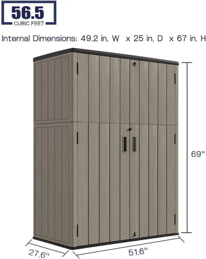 Outdoor Vertical Storage Shed,57 Cu.ft  Resin Sheds & Outdoor Storage
