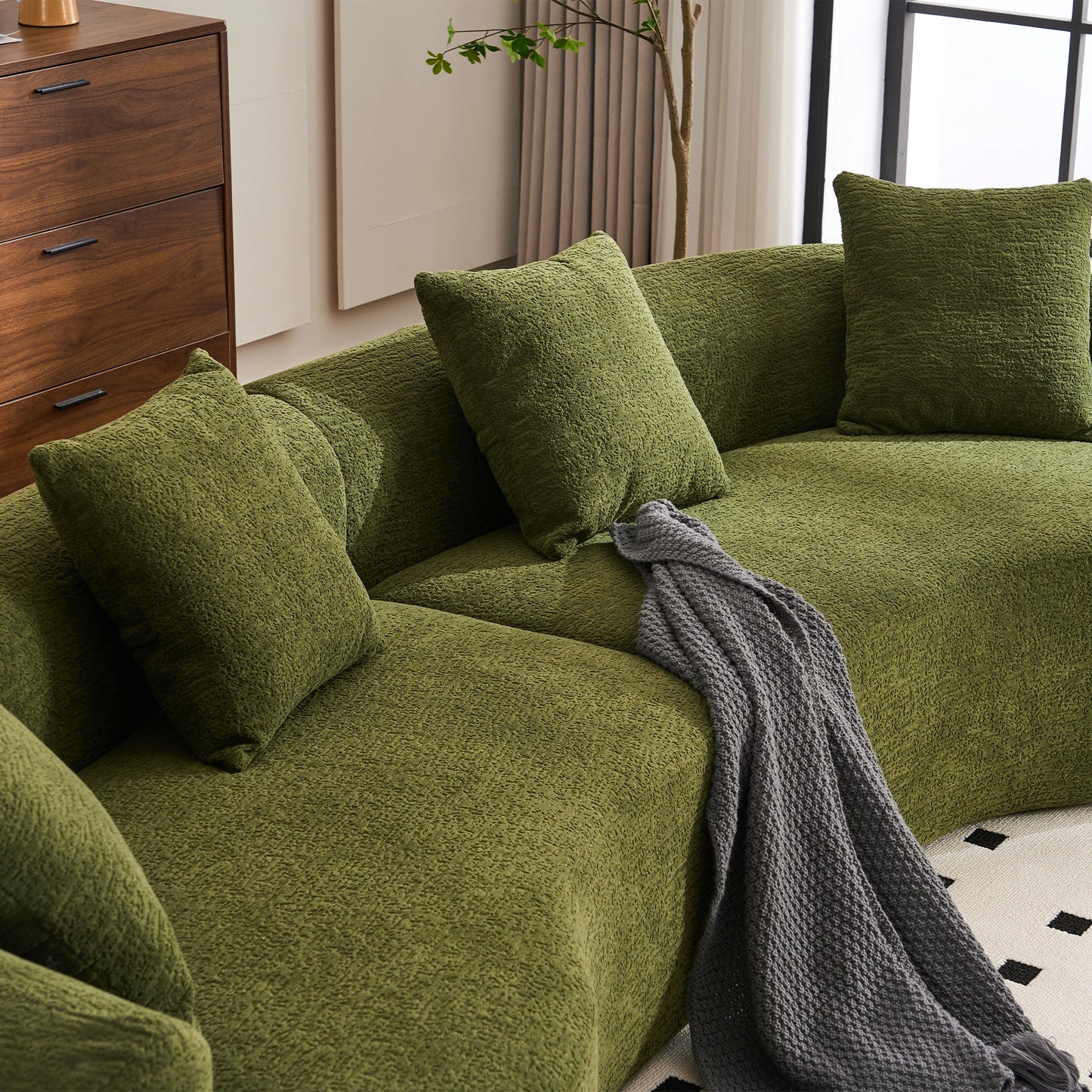 110'' Curved Modular Sectional Sofa Chenille All-Foam Frameless Couch