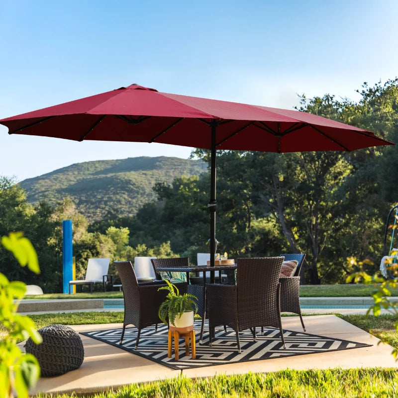 15x9 foot widened double terrace rectangular outdoor umbrella,