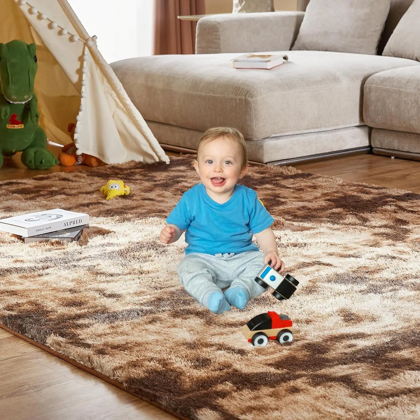 Soft Fluffy Home Mat-Dye Plush Carpet