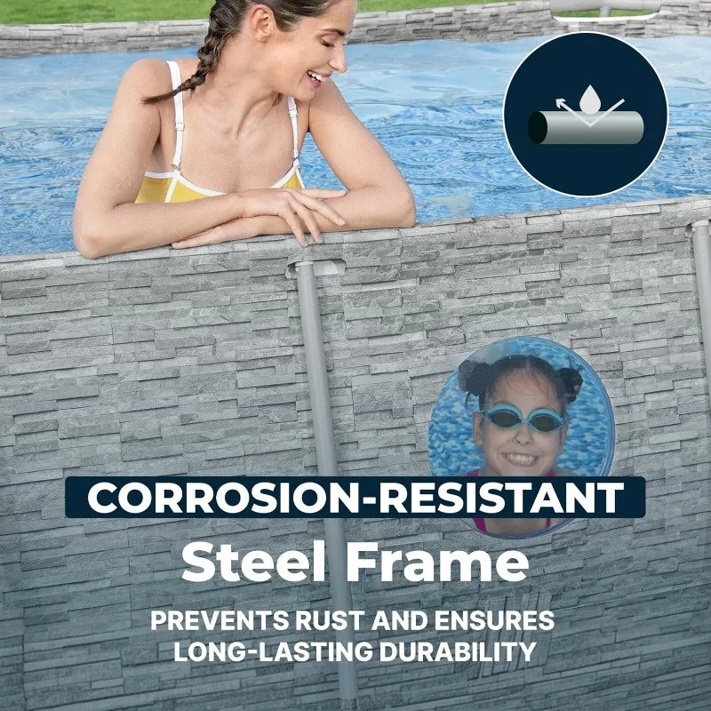 Above Ground Oval Metal Frame Outdoor Swimming Pool 14’ x 8'2" x 39.5”