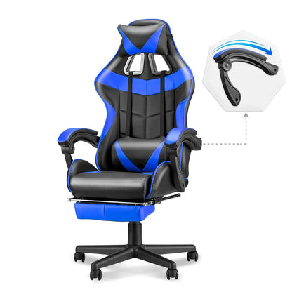 Pink Ergonomic Gaming Chair with Bunny Ears Footrest Headrest Lumbar Support for Home Office