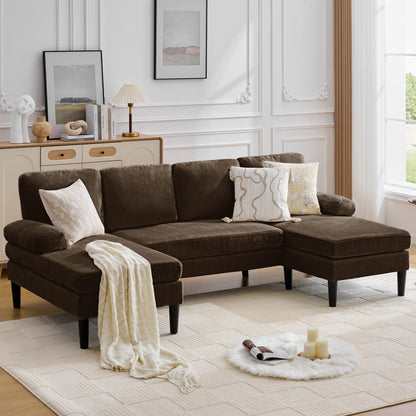 U-Shaped Sectional Sofa 4 Seater Lounge Sleeper with Removable Cushions Upholstered Couches for Living Room