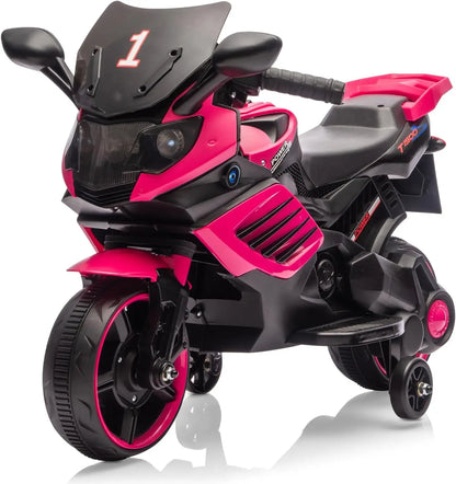 6V Kids Motorcycle, Electric Ride On Toy with Training Wheels, Working Headlight, Horn & Music,for Toddlers Boys Girls 3-6Y