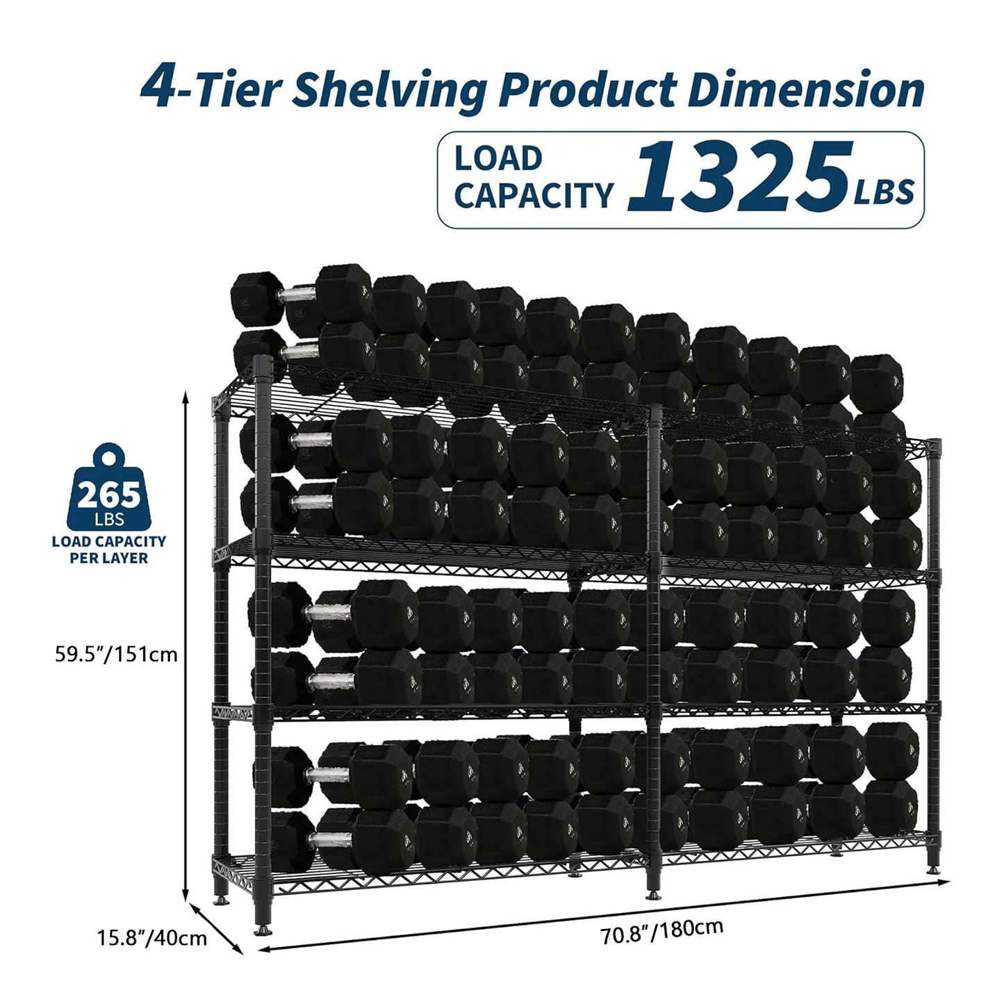 Commercial grade Heavy Duty Metal Shelving 4/5 Tiers  Adjustable Organization  for Pantry, Kitchen or Garage