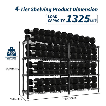 Commercial grade Heavy Duty Metal Shelving 4/5 Tiers  Adjustable Organization  for Pantry, Kitchen or Garage