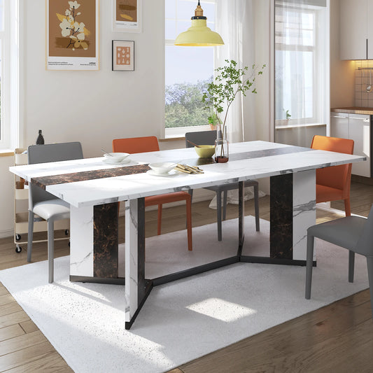 71In Large Rectangular White Dining Table for 4 5 6 8 10 People,
