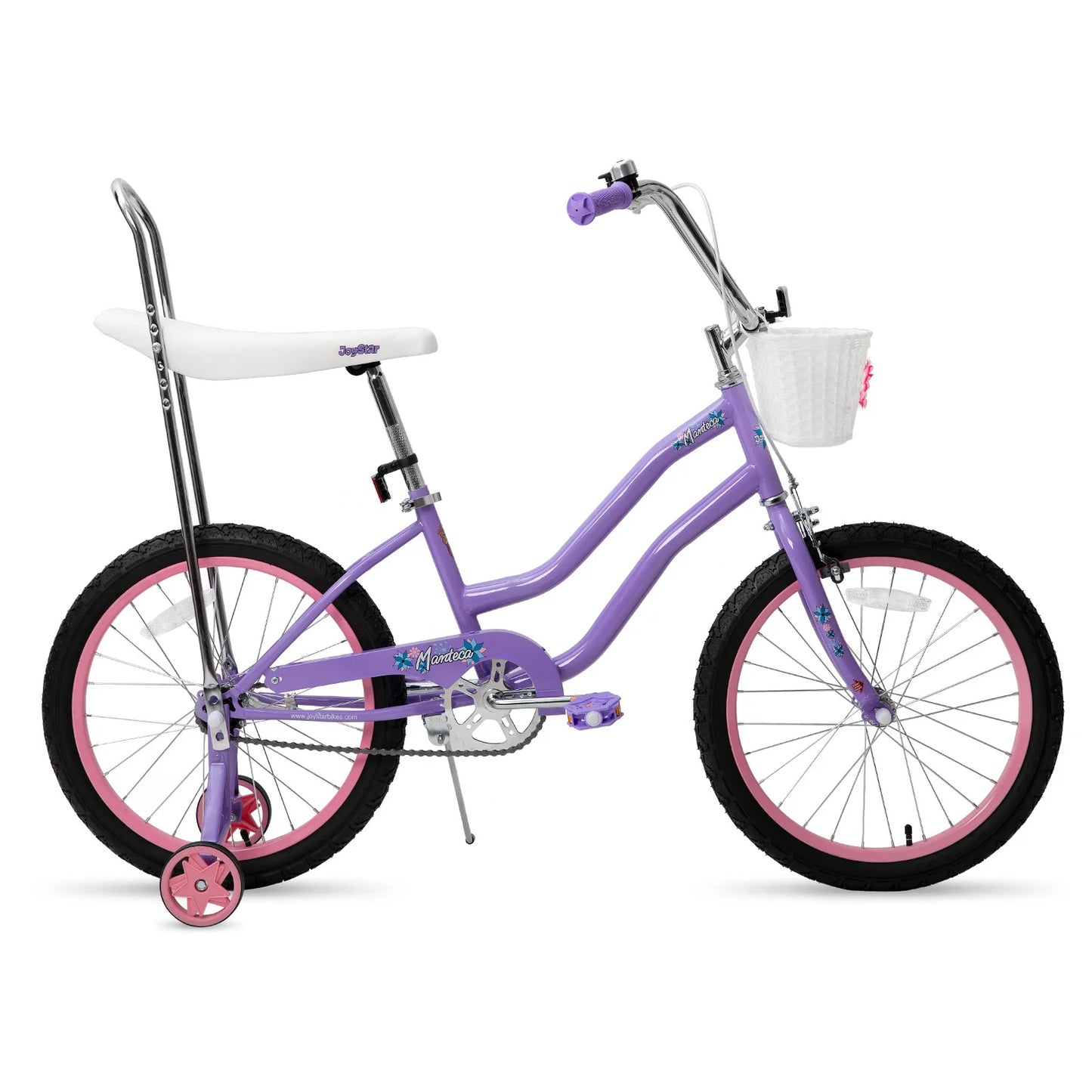 20 Inch Girls Bike with Training Wheels, Banana Seat Bike for Girls Ages 7-12 Years Old with Handbrake and Coaster Brake