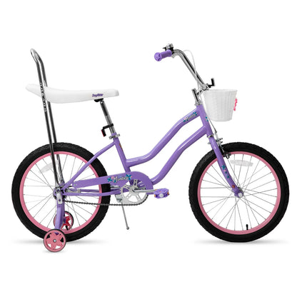 20 Inch Girls Bike with Training Wheels, Banana Seat Bike for Girls Ages 7-12 Years Old with Handbrake and Coaster Brake