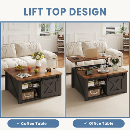 31.5IN Wood Lift Top Coffee Table  Square Living Room Adjustable Storage Shelf Easy Lift Or Lower For Tea Dining Tables
