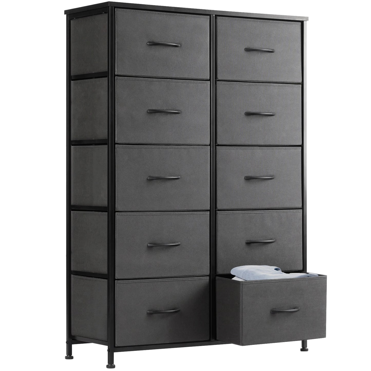 Bedside Steel Frame Wardrobe  With 10 Fabric Drawers