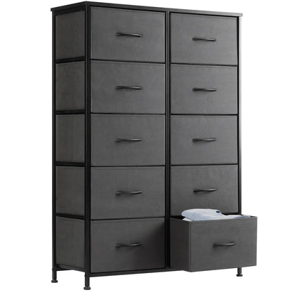 Bedside Steel Frame Wardrobe  With 10 Fabric Drawers