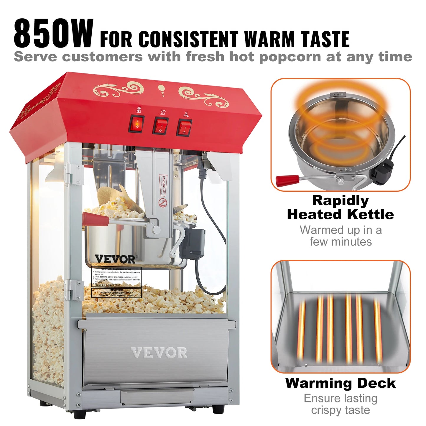 Commercial Popper Machine  Automatic Corn Cookware with Scoop Spoon