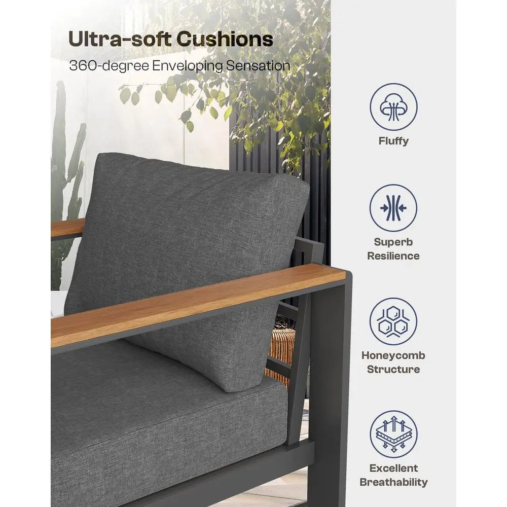 Outdoor Patio Furniture, All Weather Outdoor Patio Sofa with Washable Thick Cushion3 Seats