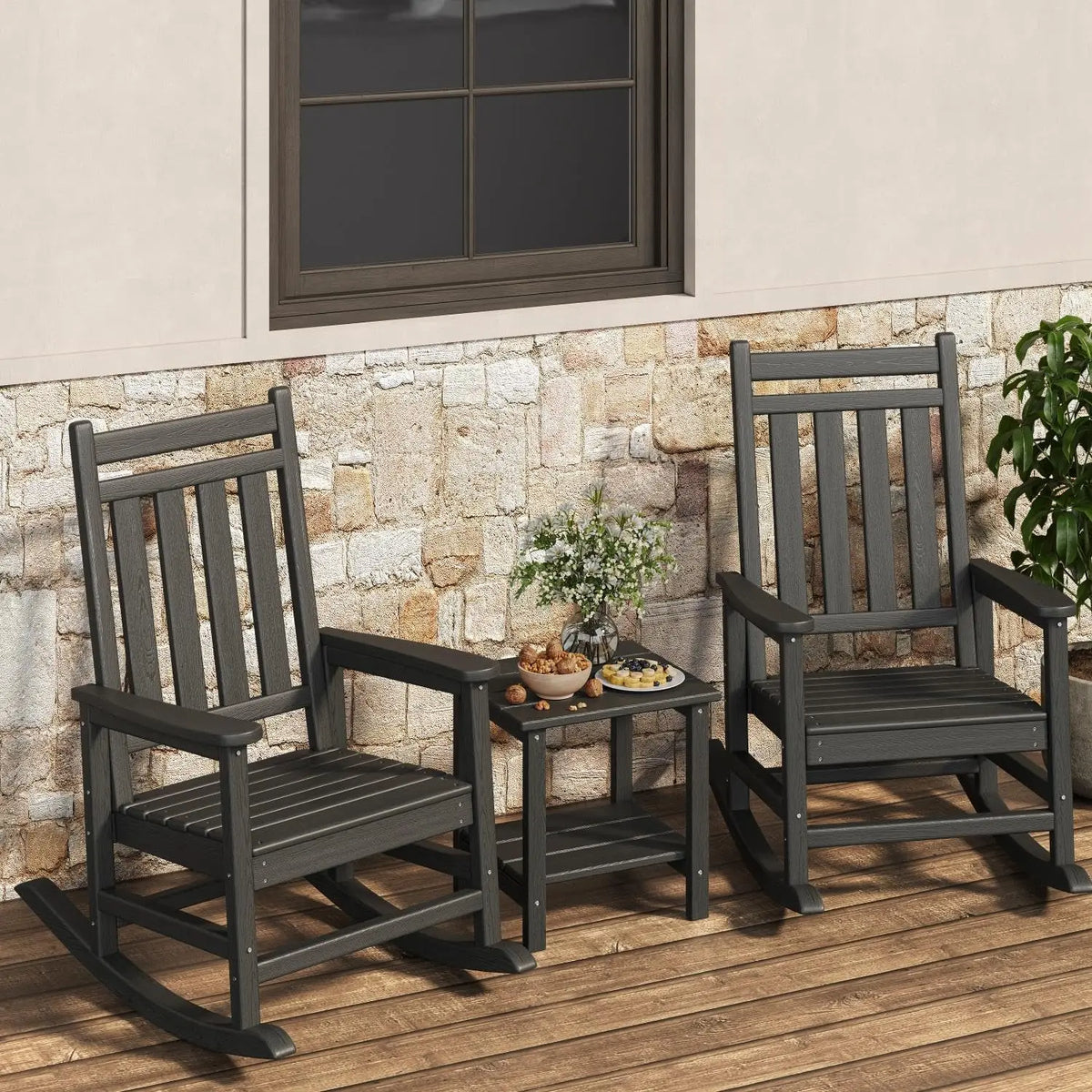 Rocking Chair with Side Table for Patio , Front Porch