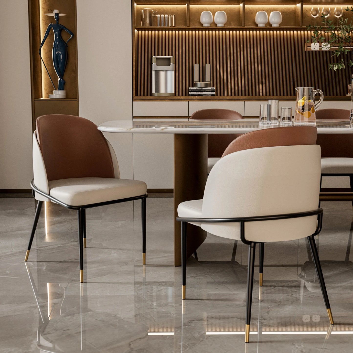 Faux Leather Dining Chairs Set of 2,