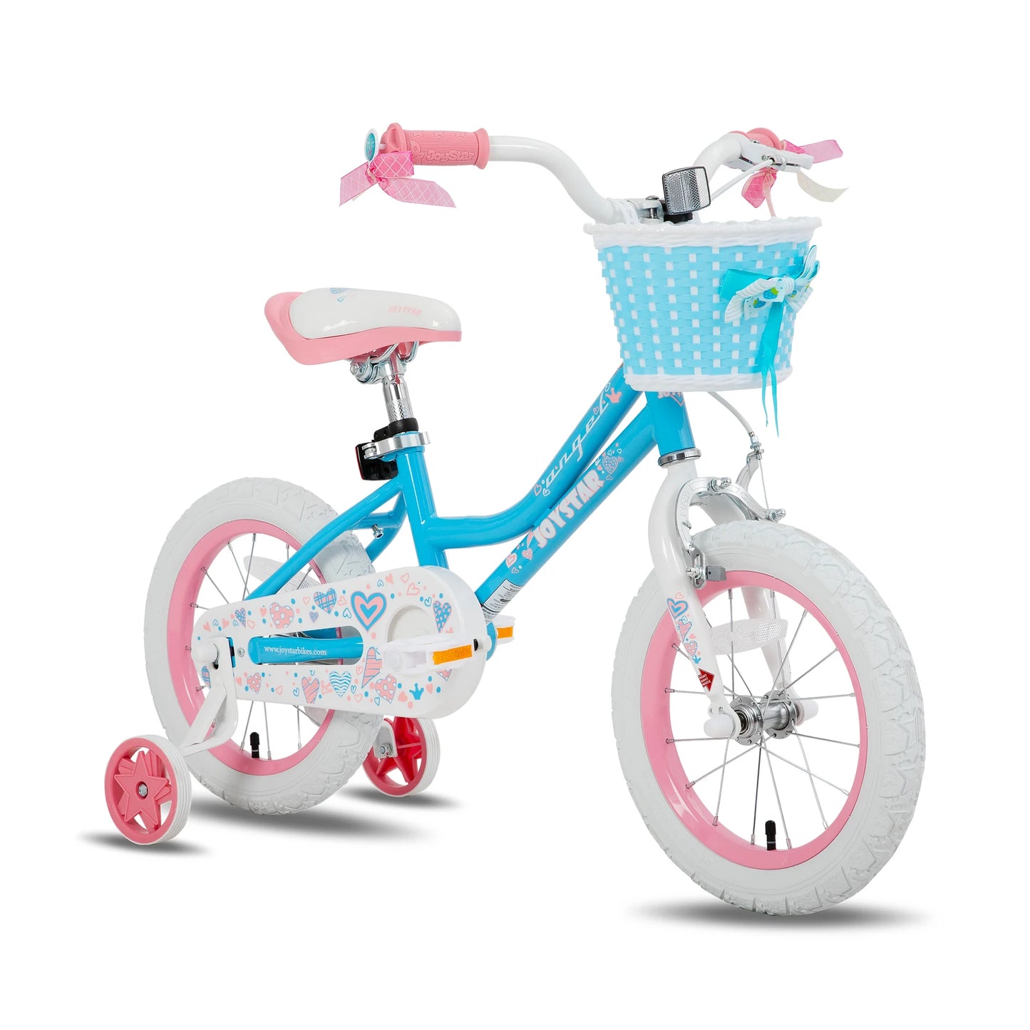 Colorful Girls Bike with Basket & Training Wheels 4 sizes 12 14 16 18