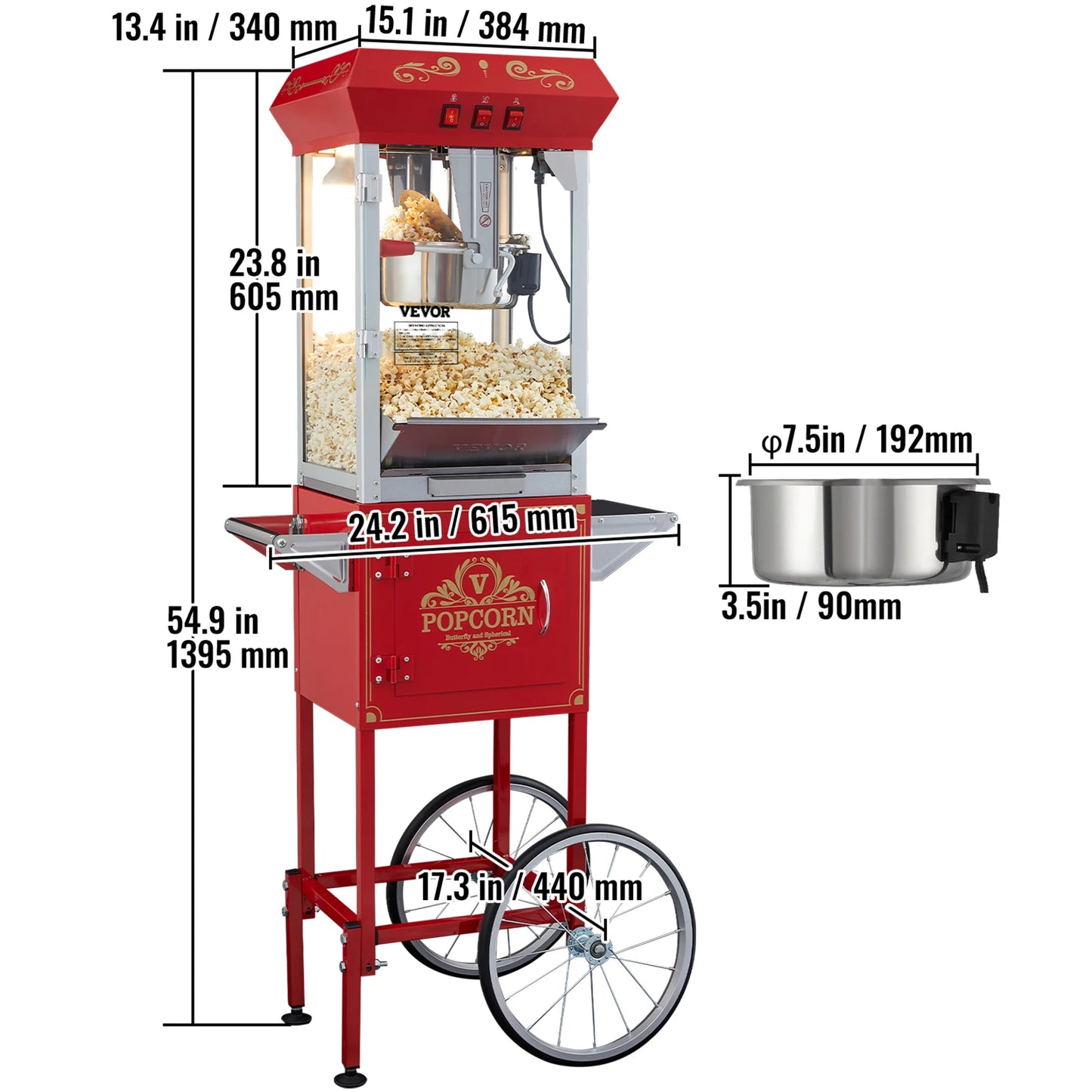 Commercial Popper Machine  Automatic Corn Cookware with Scoop Spoon