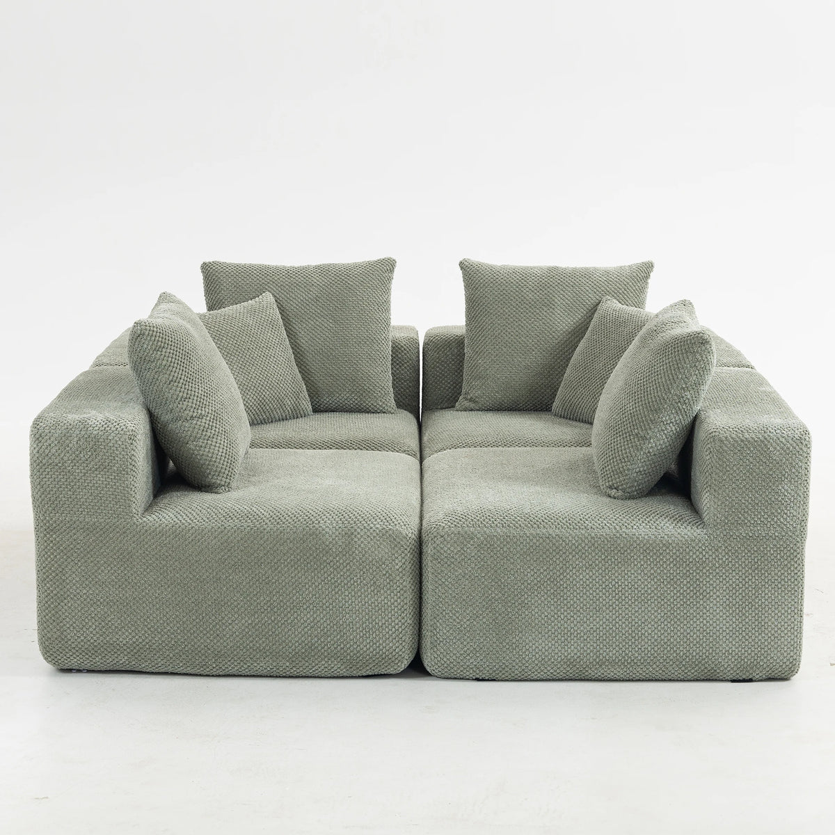 Modular Deep-Seat Sofa, 3-Piece All-Foam Sectional Couch in Soft Textured Fabric, Tool-Free Assembly, Apartment-Friendly Low Profile, 111" × 37" × 23.6"-Brown