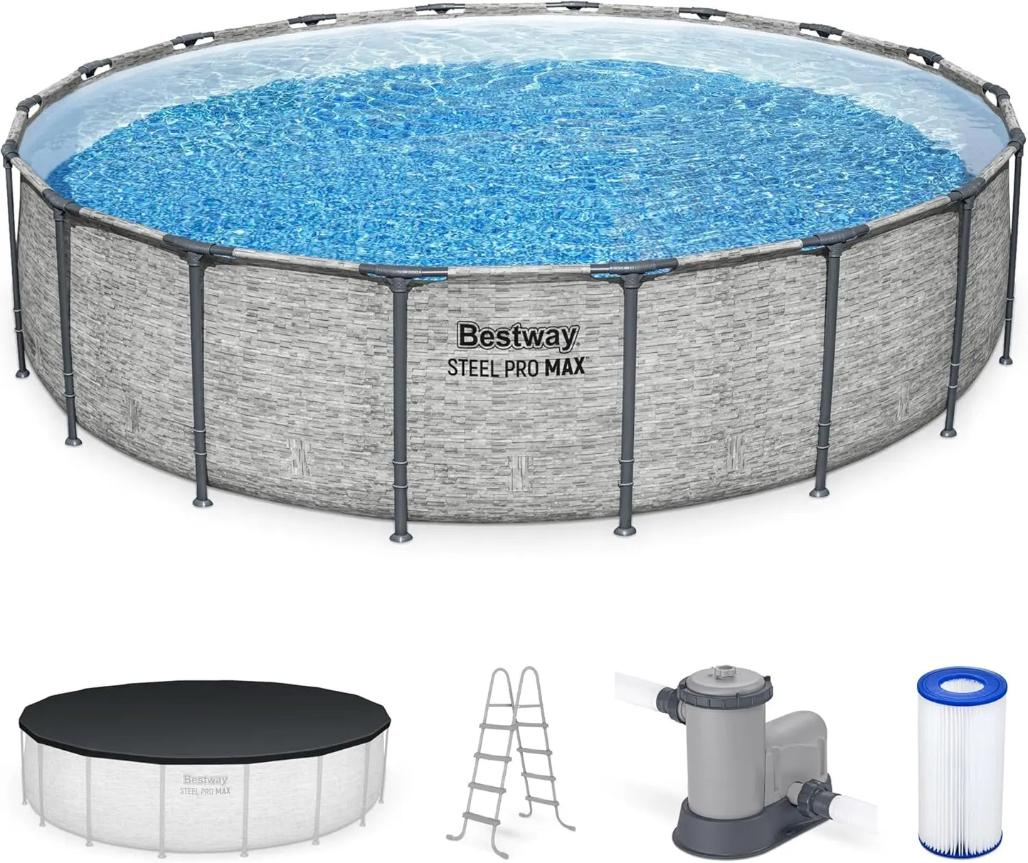 Bestway Steel Pro MAX 14' x 48" Above Ground Pool, Round Metal Frame Outdoor Swimming Pool Set with Filter Pump,