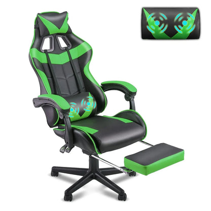 Pink Ergonomic Gaming Chair with Bunny Ears Footrest Headrest Lumbar Support for Home Office