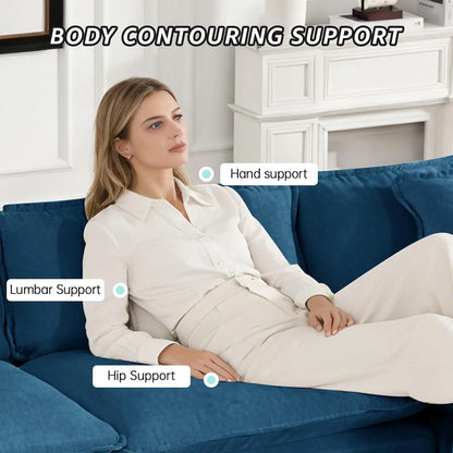 117.9" Modern Sectional Couches for Living Room, Blue Chenille Comfy Cloud Couch