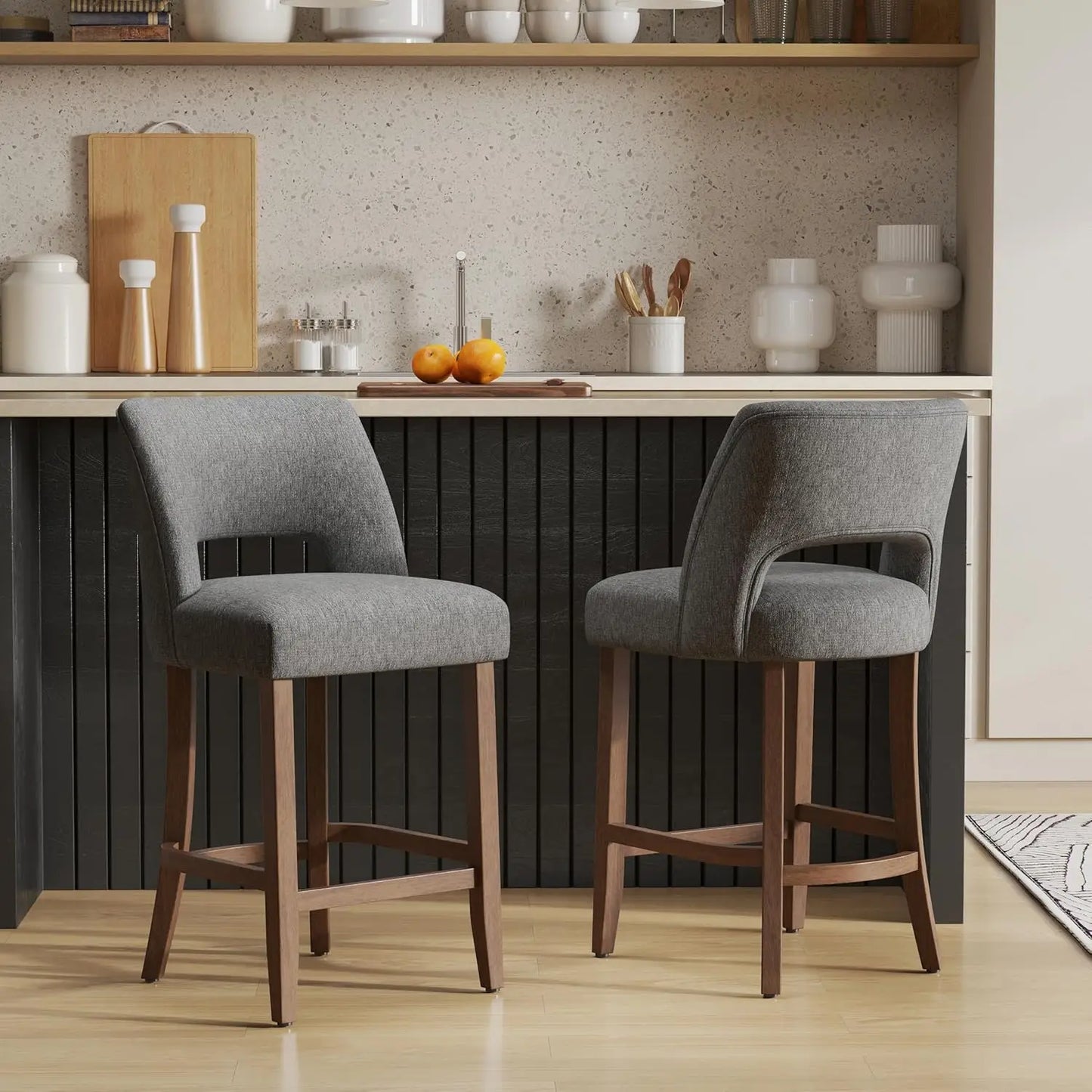 Upholstered Modern Counter  Height Bar Stools (2)