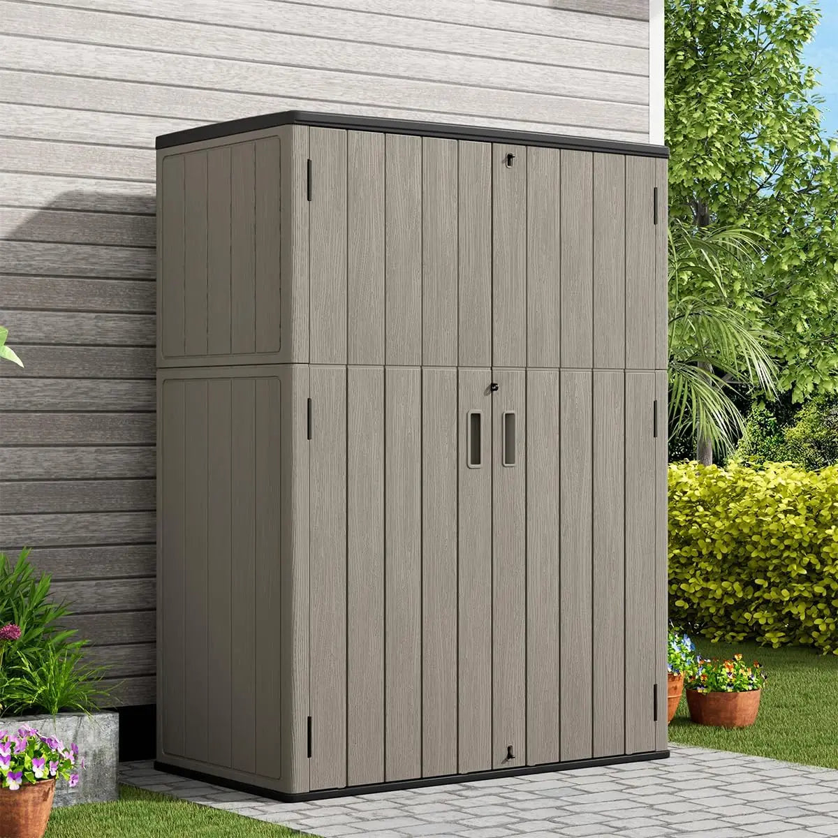 Outdoor Vertical Storage Shed,57 Cu.ft  Resin Sheds & Outdoor Storage