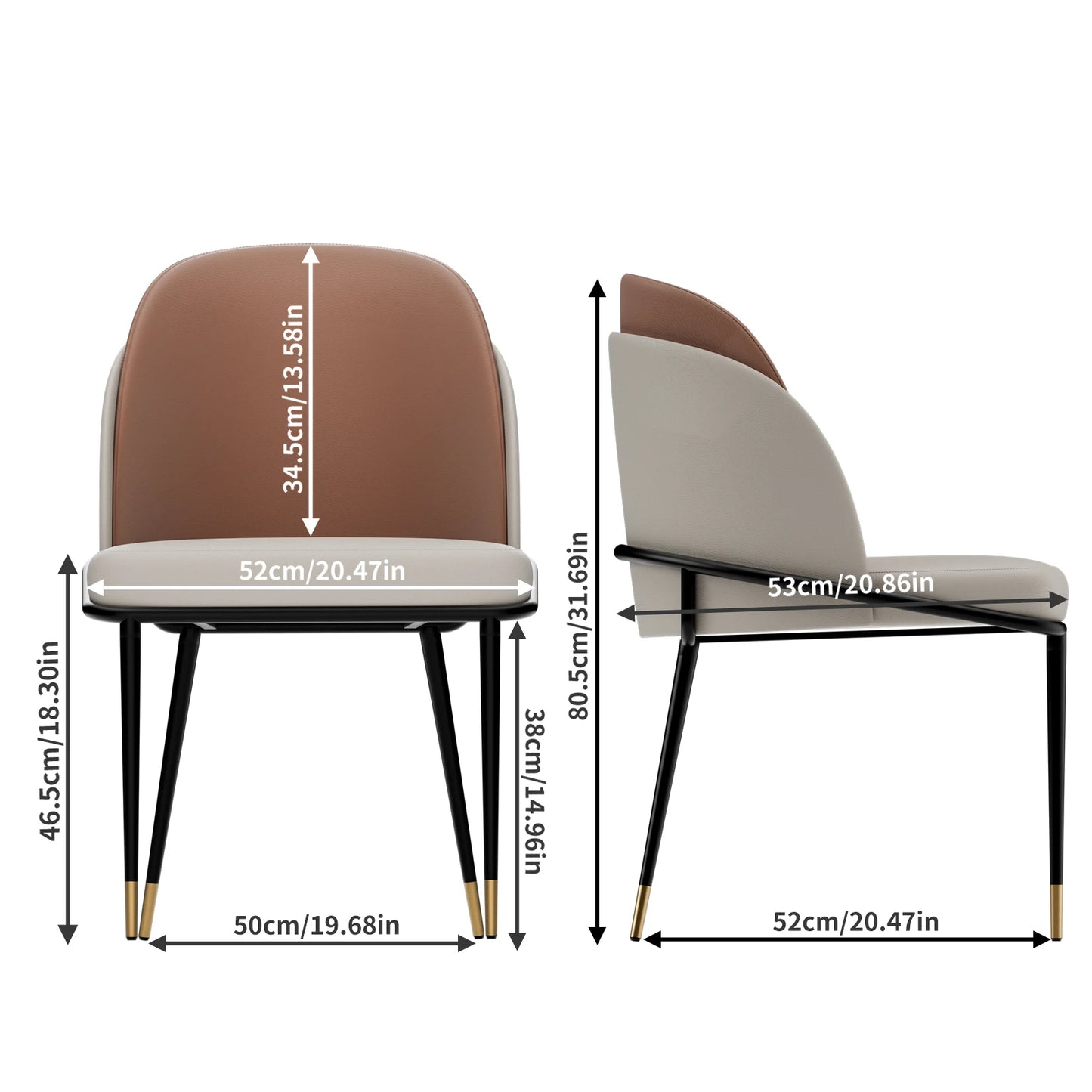 Faux Leather Dining Chairs Set of 2,