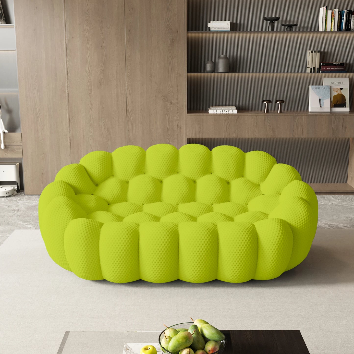 78'' Modern Curved Boneless Sofa Comfy 3D Knitted Fabric Loveseat Couch Football-Shaped Lazy Floor Sofas for Living Room