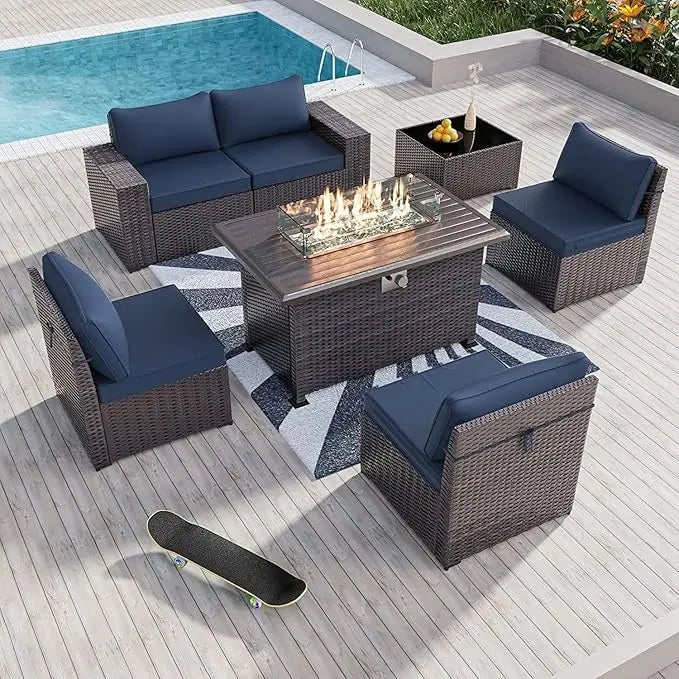 6PCS Outdoor Wicker Rattan Sectional Sofa Patio Furniture Set