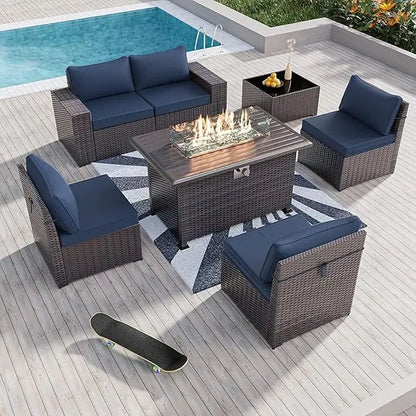 6PCS Outdoor Wicker Rattan Sectional Sofa Patio Furniture Set