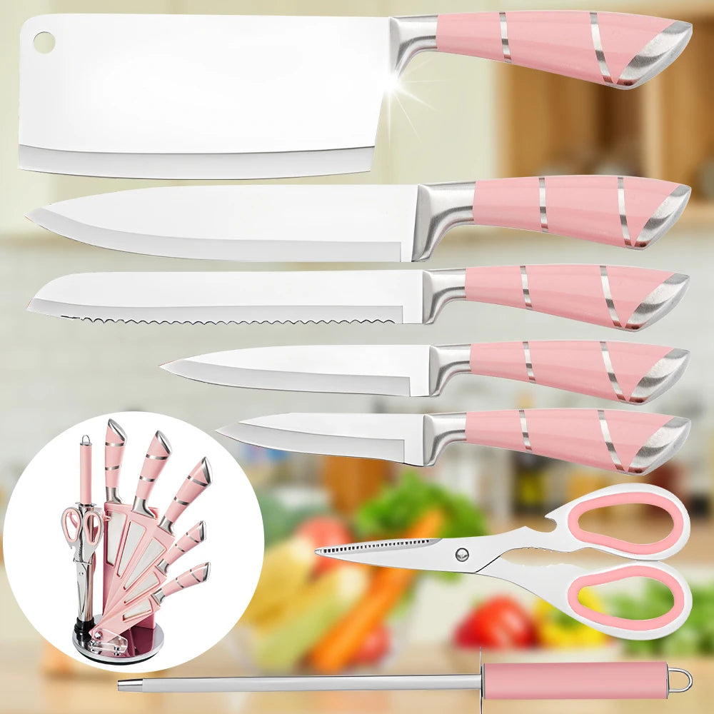 9 pcs Black Pofessional Kitchen Knife Set f