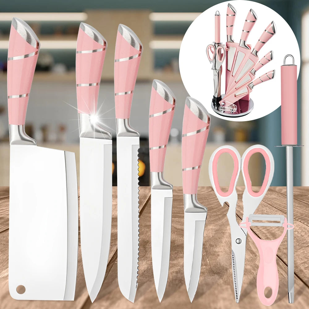 9 pcs Black Pofessional Kitchen Knife Set f