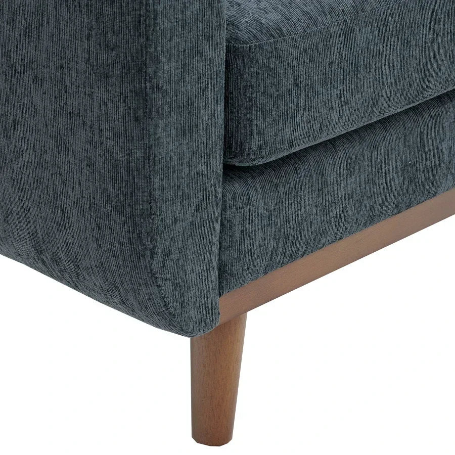 Mid-Century Modern Upholstered Tufted Loveseat Sofa With Wooden Legs