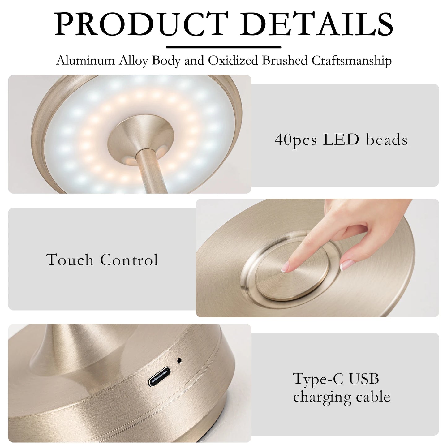 Rechargeable Wireless LED  Lamp with Touch Sensor Desktop Night