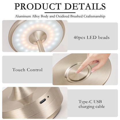 Rechargeable Wireless LED  Lamp with Touch Sensor Desktop Night